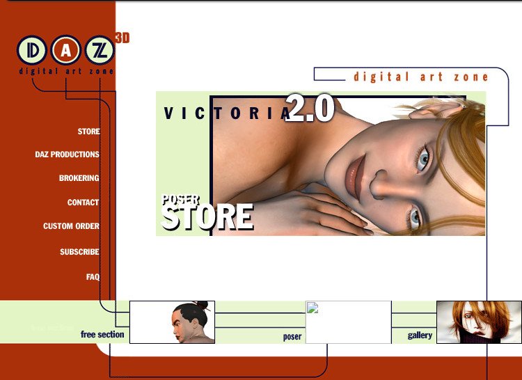 The Daz3D website as it appeared in 2001