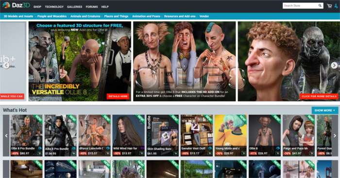 The Daz3D content marketplace